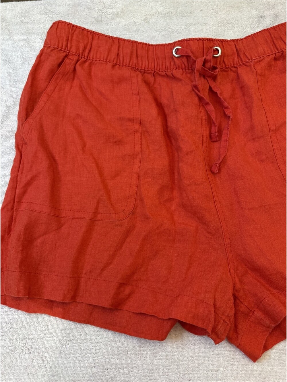 CC California Linen Shorts Womens XL RED Pull On Pockets Coastal Resort Casual